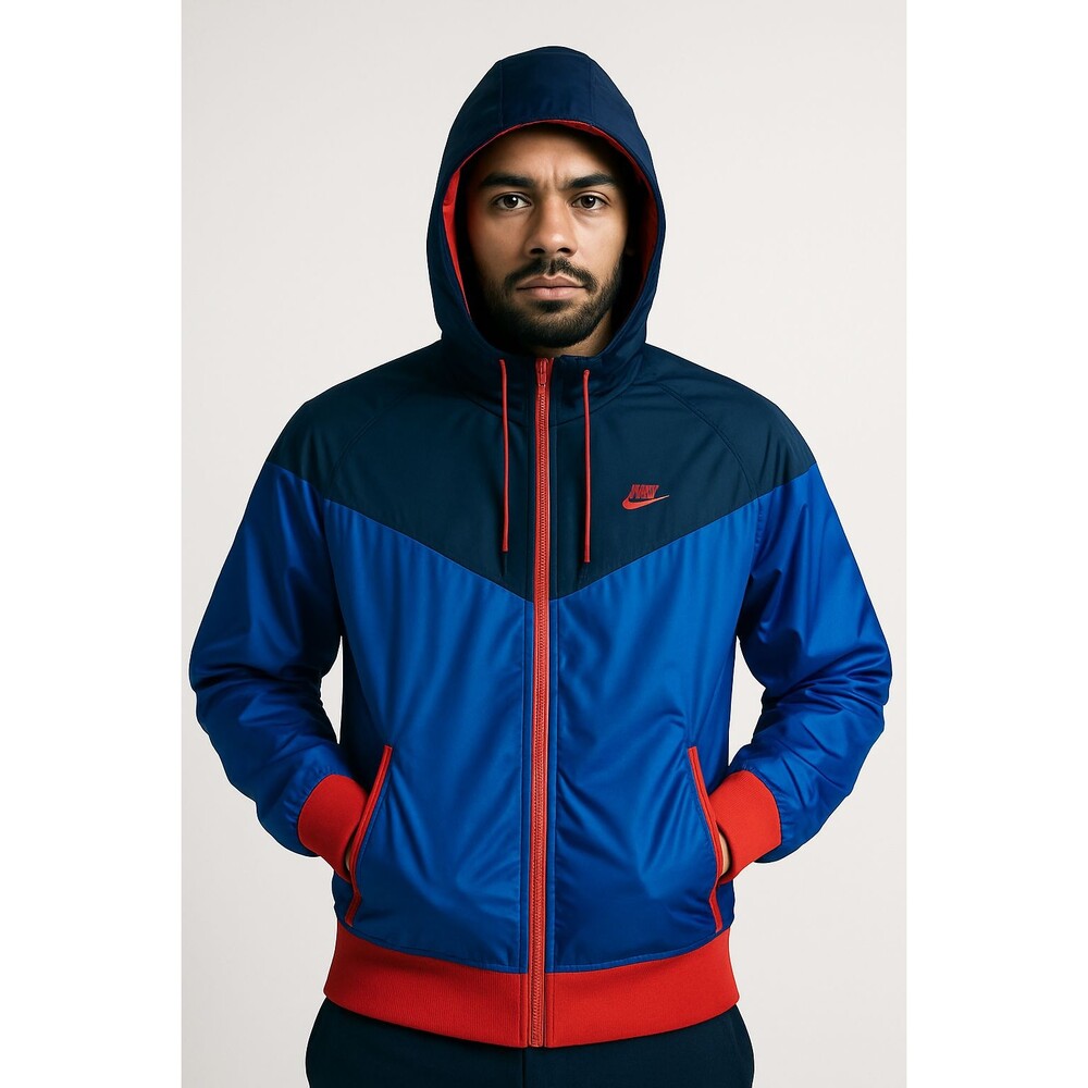 Nike Vintage Rare Windrunner Windbreaker Jacket Red Blue Black Nylon L